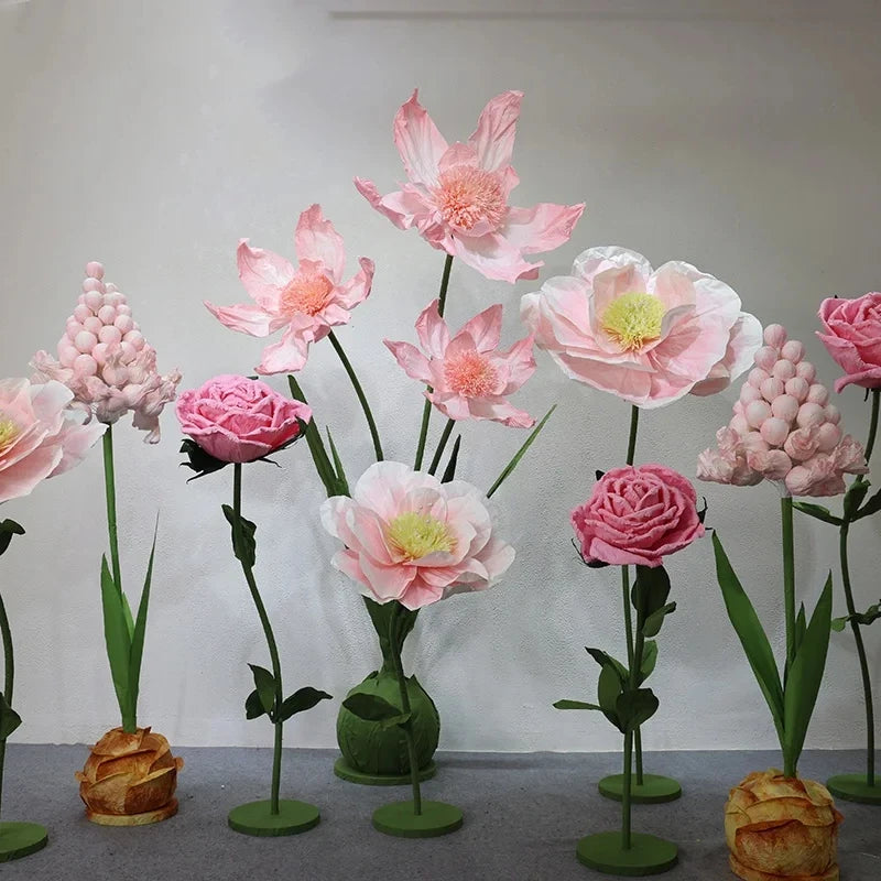 A125 Artificial Giant Flowers Rose Super Multiple Combination Wedding Props Decorative for Window Display Garden Decoration