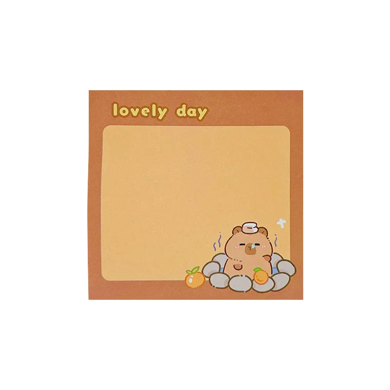 Korean Cartoon Capybara Memo Pads Cute Memo Pads Student Stationery Memo Pad 50 Sheets