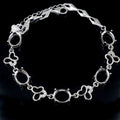 Sterling Silver 7*9mm Semi Mount Bracelet Empty Support Blank Claw Setting S925 Base Holder Without Center Stone for Inlay DIY