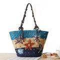 Hot Sale Bohemia Beach Lady Bag Personalized Straw Bag Embroidery Sea Star Wheat Handwoven Straw Bag Manufacture