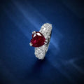 2022 New Style Women CZ Red Heart Shape Ring Ruby 925 Sterling Silver