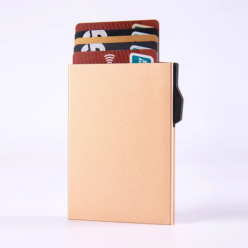 Personalized Minimalist Wallet Aluminum Credit Card Holder With RFID Blocking Pop-up Feature