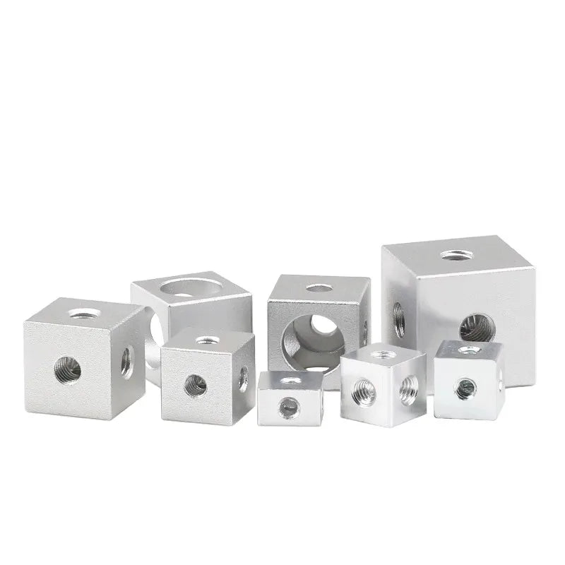 Aluminium Alloy Six-sided Square Nut With Fixed Block 6 Way Cube Square Nuts Six Screw Holes for Rotating Light Box Acrylic
