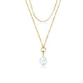 Gemnel Brass Jewelry Manufacturer Gold Plated Brass Jewelry Fashion Modern Pearl Brass Pendant Layering Set Brass Necklace