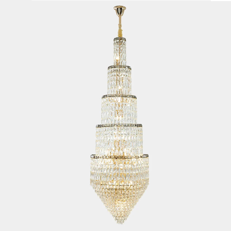 Hot Sale Modern Crystal Long Chandelier for Hotel Spiral Staircase Multi-layer Luxury Crystal Chandelier for Home and Wedding