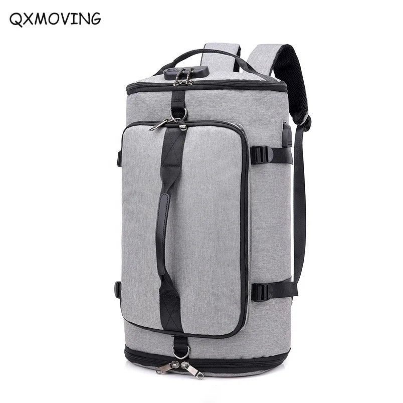 QXMOVING Oxford Large Travel Sport Hand Luggage Laptop Compartment Business Computer Camera Waterproof Anti-Theft England Style