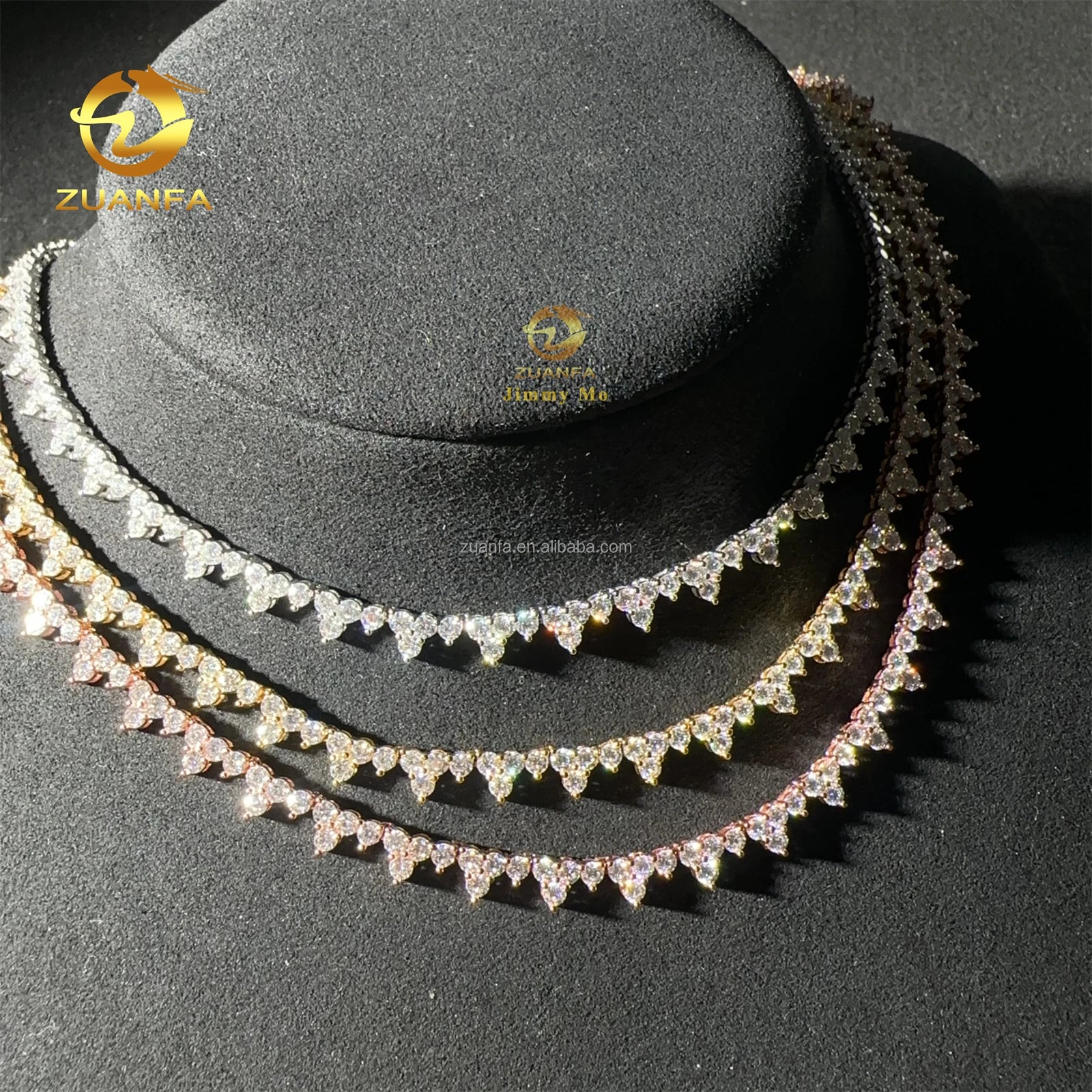 GRA Certificates Stock Claw Setting 2.5mm S925 Real Gold Plated Hip Hop Jewelry D VVS Moissanite Diamond Cluster Tennis Chain