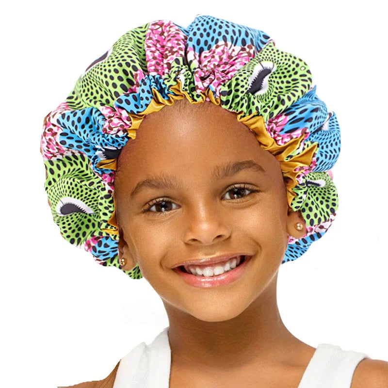 Custom Logo Kids Baby Accessories African Print Bonnet Sauna Hat Hair Accessories Baby Head Bonnets