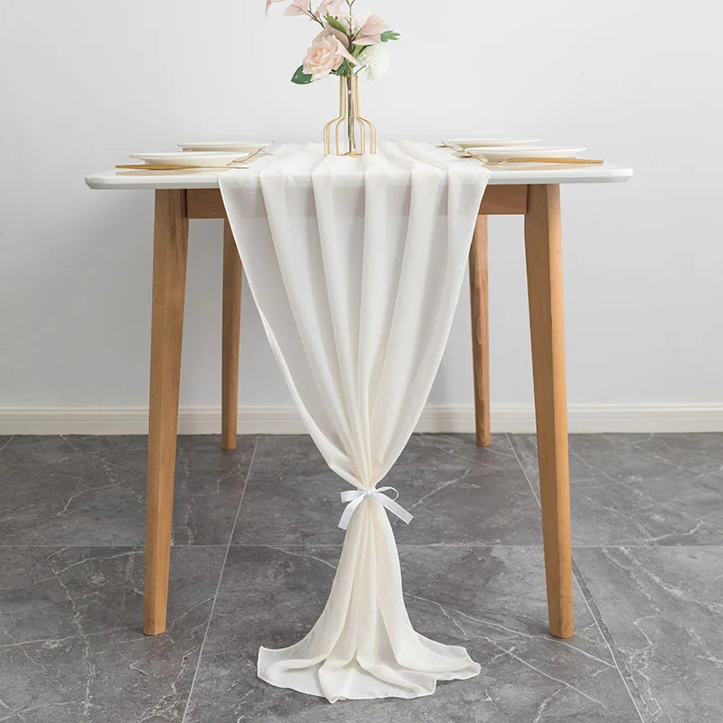 14ft Ivory Chiffon Table Runner 29x170 Inches Sheer Wedding Runner Romantic Rustic Table Runner for Wedding Party Banquet