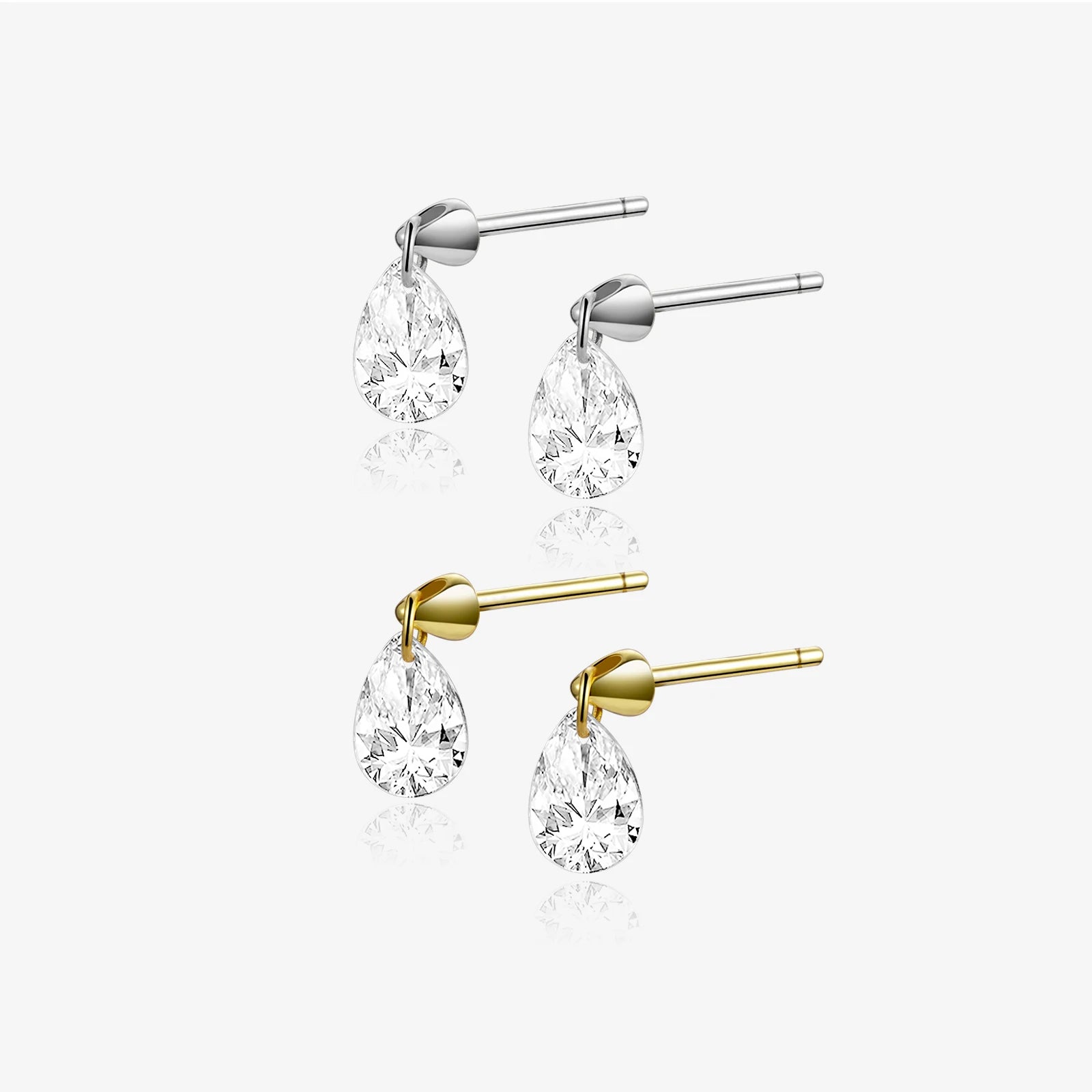 FUAMAY Simple 18K Gold Plated 925 Sterling Silver Earrings Solitaire Water Drop Stud Earrings
