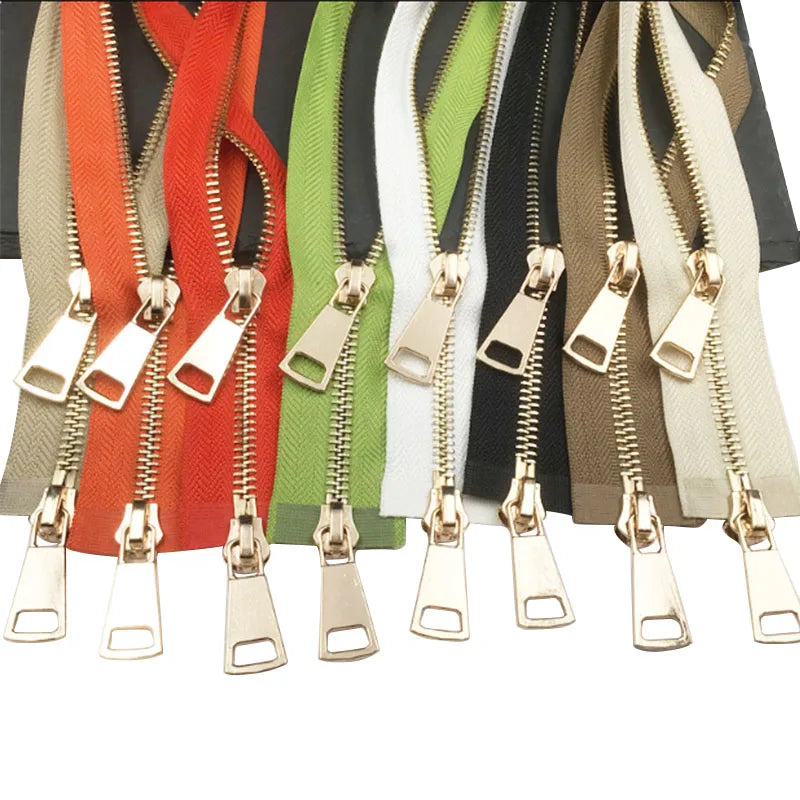 Factory Wholesale Custom Brass Zipper Closed End Garment Zippers Two-way Metal Jeans Zipper for Fashion Apparel Outdoor Clothing