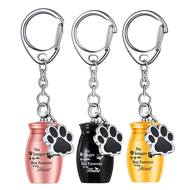 Pet Urns Keychain for Dog Cat Ashes with Storage Bags Small Animal Cremation Keepsake Eco-Friendly Stainless Steel Memorial Urn