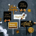 For  Hot Selling Black & White Happy Birthday Cake Topper Party Decoration Baking Supplies for Love Gifts