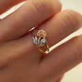 CAOSHI Fashion Jewelry Rings for Beautiful Rose Flowers Two Tone Plated Two Layer Finger Band Rings for Women Jewelry Wholesale