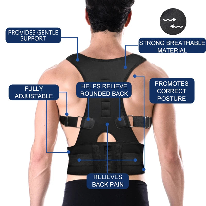 Custom logo Adjustable Back Support Belt Corrector De Posturas Back Straightener Posture Corrector Brace for Hunchback Back Pain