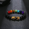 Natural Stone 7 Chakra Pixiu Bracelet Feng Shui Wealth Elastic Bracelet for Men Women
