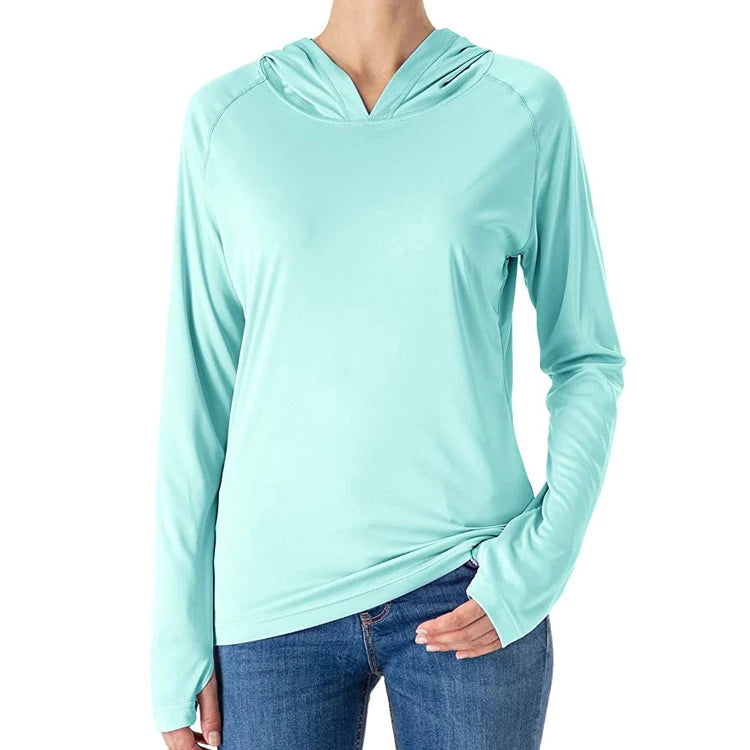 Custom Design Your Own logo UPF 50+ Running Shirt Quick Dry Uv protection Womens Long Sleeve Hoodie Fishing Shirt