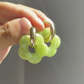 Colorful Acrylic Flower Resin Drop Earrings Gold Color Circle Hollow Round Hoop Earrings for Women Girls Jewelry Minimalist Gift