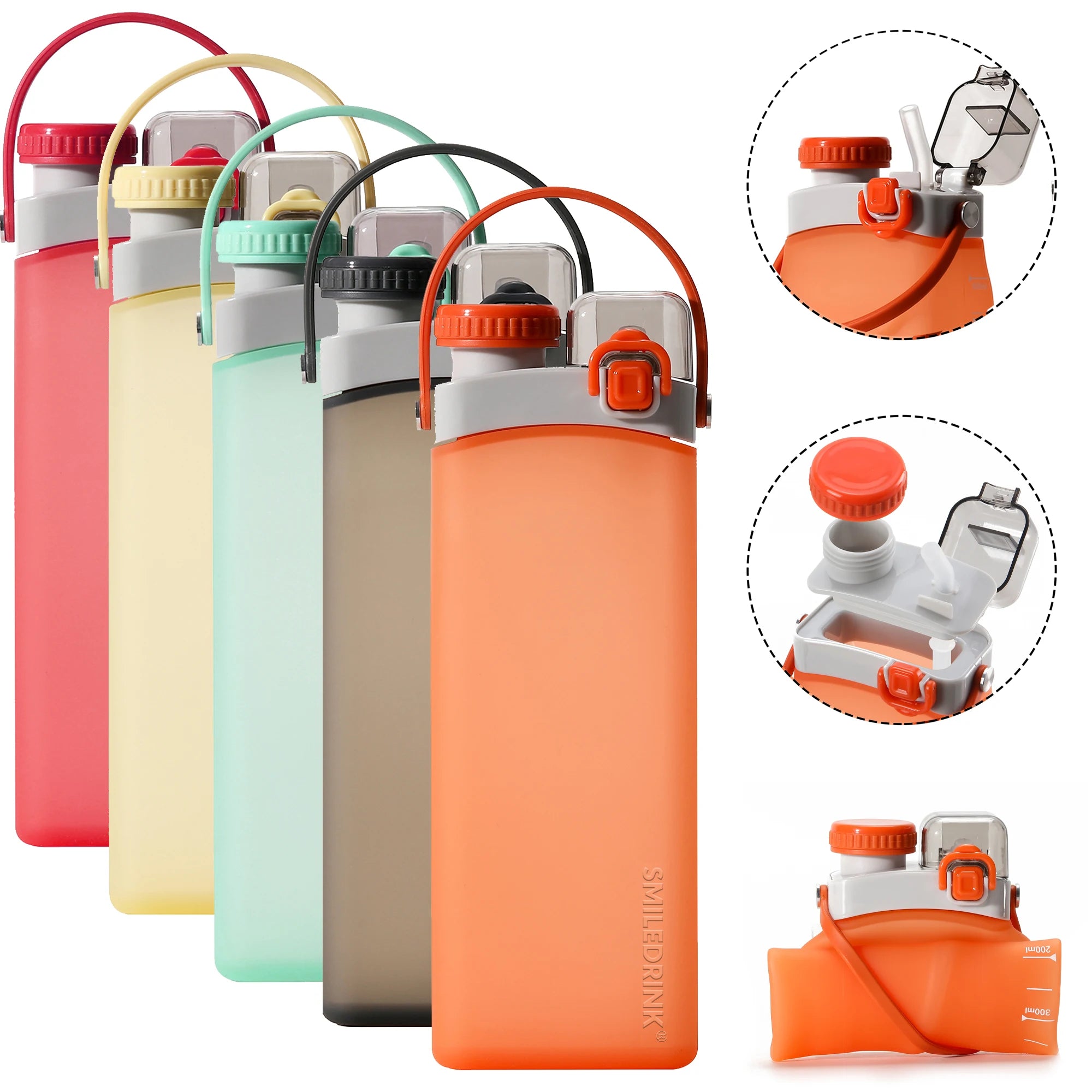 Folding Silicone Portable Leakproof Sports Outdoor Water Bottle for Camping Drinking Collapsible Water Bottle