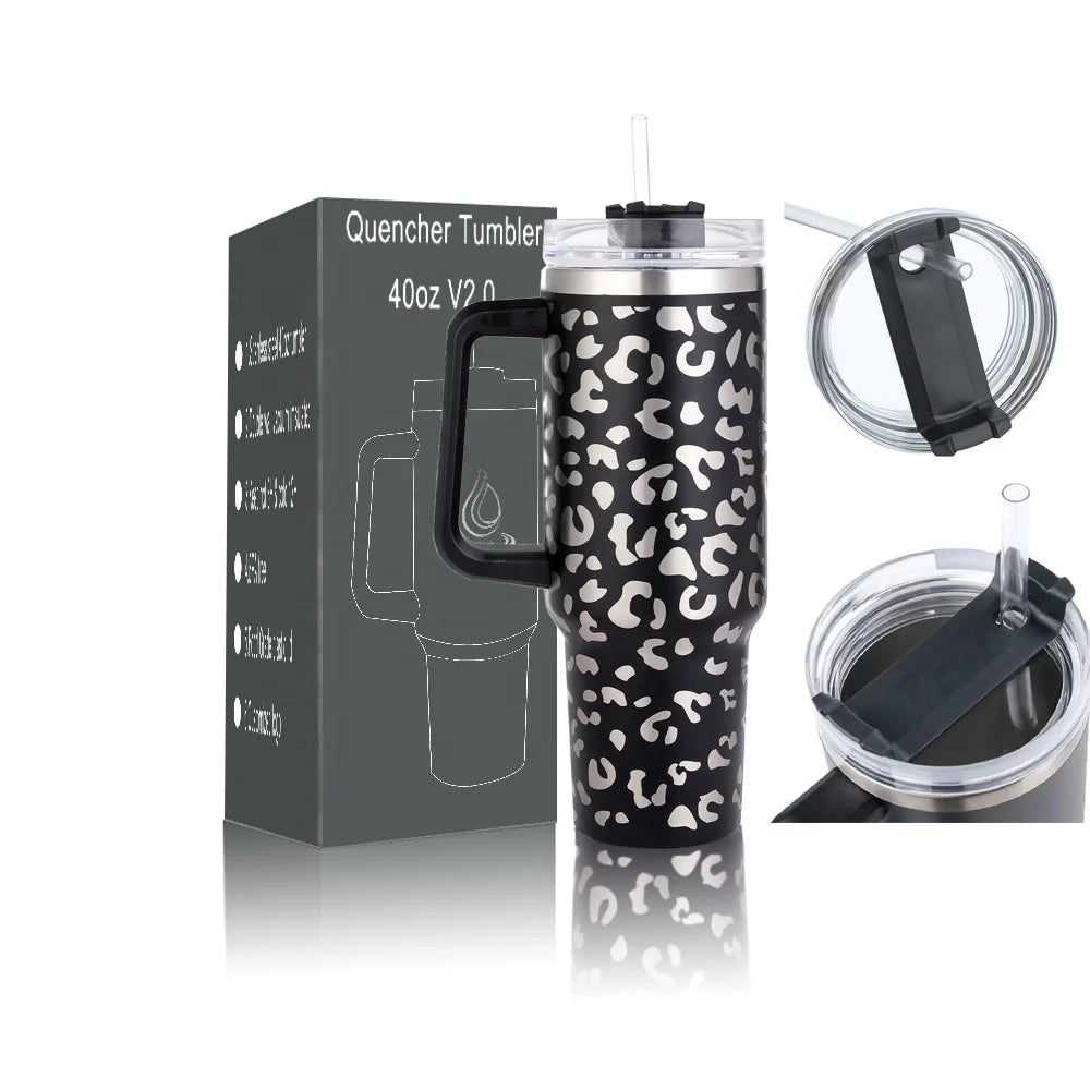 Customized Stainless Steel Double Wall 40oz Travel Tumbler Handle Eco-Friendly Minimalist Design Vacuum Insulated Lid 6-12 Hours
