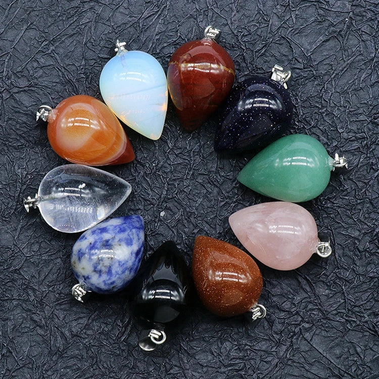 15*22MM Natural Teardrop Quartz Crystal Stone Pendant Water Drop Healing Chakra Reiki Charms Necklace Bulk Women Jewelry
