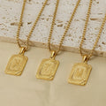 26 Alphabet Initial Pendant Tarnish-Free PVD 18k Gold Plated Stainless Steel Rectangle Initial Necklace for Christian Gift