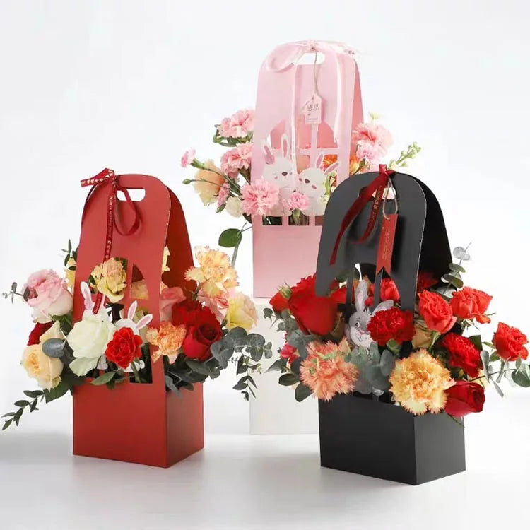 Custom Wedding/Christmas Rose Basket Recycled Cardboard Packaging Box with Matt Lamination for Flowers and Gifts