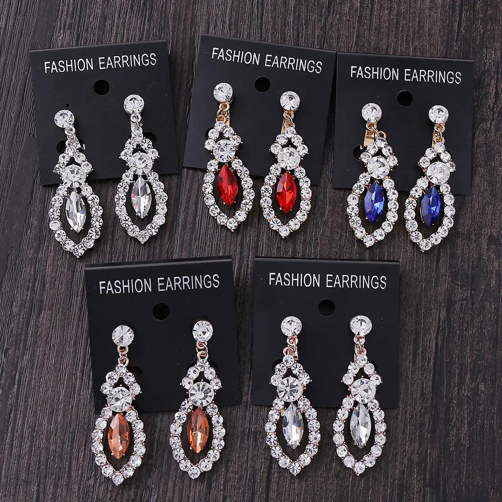 Korea Style Popular Rhinestone Earring Magic Eye Hot Sale Alloy Bride Earrings Crystal Bridal Earrings