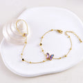 2025 Dainty Stainless Steel Ring Bracelet Zircon Heart Bracelet 18K Gold Plated Flower Butterfly Bracelet