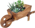 Hot Outdoor Garden Plant Planter Wooden Wagon Wheelbarrow Cart Home Decoration with Flower Pot Wheels