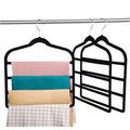 4-Tier Velvet Clothes Hanger Multifunctional Non-Slip for Pants Jeans Scarf Trousers Tie Towel Space Saving for Garments Storage