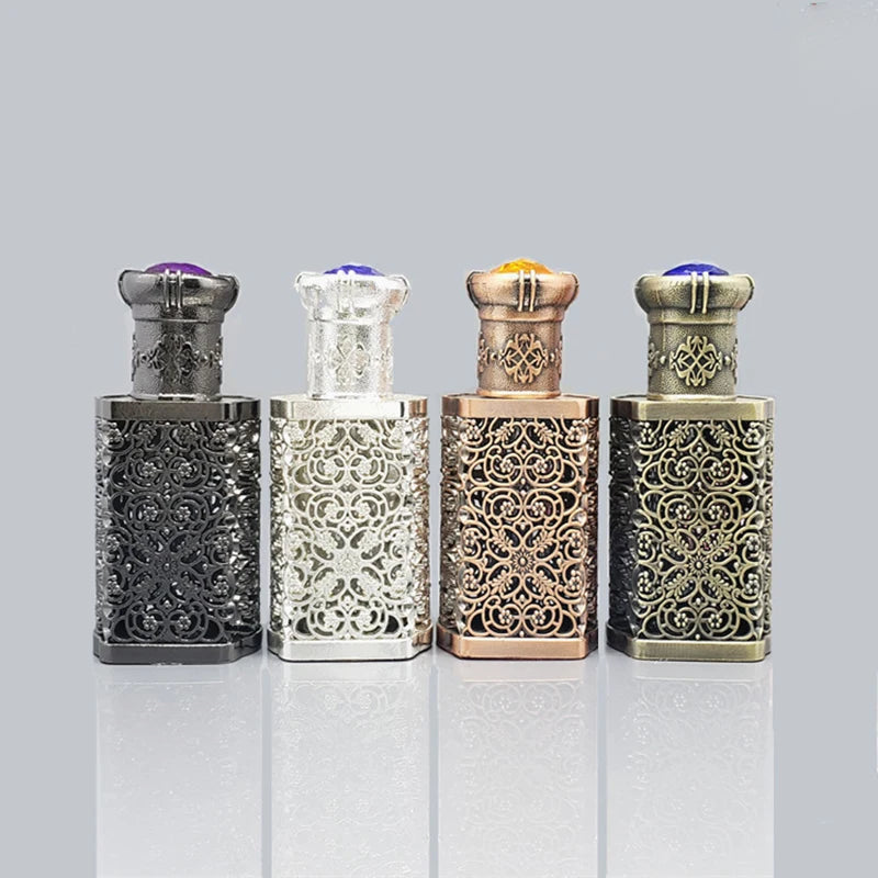 10ml Ancient Antique Glass Luxury Dropper Bottle for Serum Oil Face Essential Oil Dropper Bottle Perfume Bottles  With Jewel