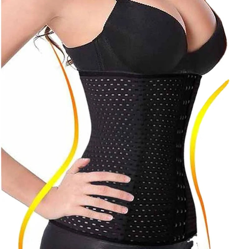 Women's Adjustable 6-Hook Bone Steel Waist Trainer Cincher Corset Polyester Shaper Trimmer
