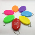 Custom Logo Oval PVC Squeeze Coin Holder Japan Hot -selling Rubber Coin Case Advertising Coin Purse Keychain