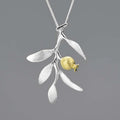 Lotus Fun Wholesale  Fine Jewelry 925 Sterling Silver Pendant for Women Pomegranate Fruits Leaves BranchFine Jewelry for Women