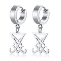 Men's Seal Lucifer Satanic Jewelry Dark Occult Esoteric Pagan Satan Stainless Steel Gothic Punk Style Mirror Polish Earrings