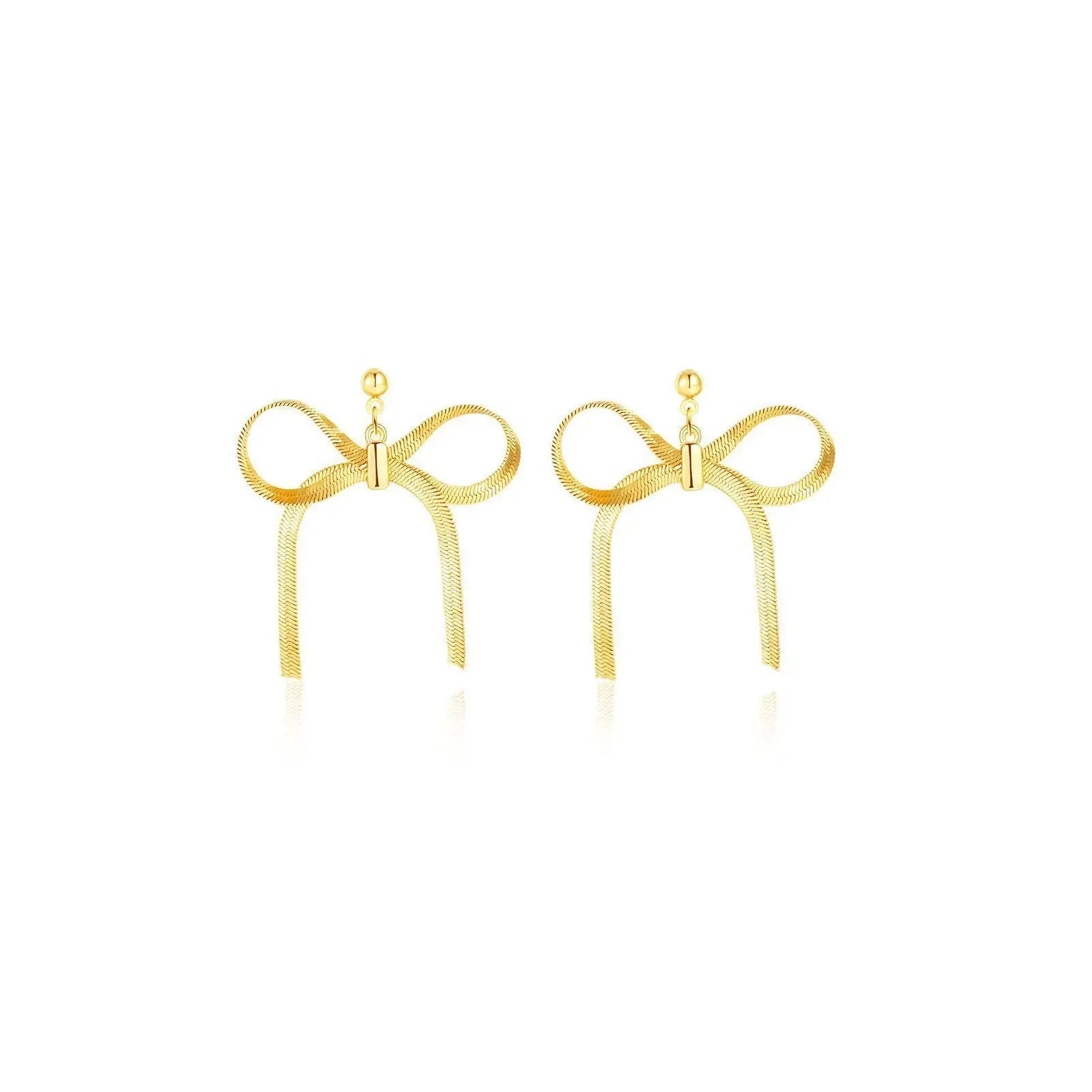 Wholesale Bulk Classic Party Jewelry Large Earrings for Women Brass Gold Plated Silver Ribbon Bowknot Tassel Stud Earrings
