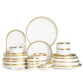 Luxury Style White Ceramic Bowl Plate Set Porcelain Gold Inlay Dinnerware for Home & Restaurant Use
