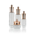 Luxury Clear Glass Skincare Packaging Set Cosmetics Containers Glass Lotion Pump Bottle