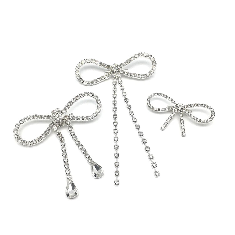 Wholesale Bow Shape Rhinestone Brooch Metal Rhinestone Brooch Pin for Wedding Invitation Decoration