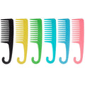 High Quality Custom Logo Coloured Wide Tooth Comb Plastic Detangling Hair Comb With Hook