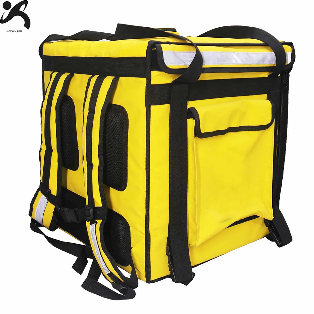 Expandable Insulated Hot Pizza Bags for Delivery Bike Large Delivery Bag with Side Pockets Reflective Strip for Camping  Beach