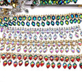 Customized Carnival Costumes Rhinestone Trimming Iridescent Resin Teardrop Resin Rhinestone Fringe Trim