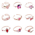 Flower Zircon Rings Copper Heart Pearl Butterfly Bow Cross Crown Adjustable Delicate Women Crystal Engagement Open Ring Jewelry