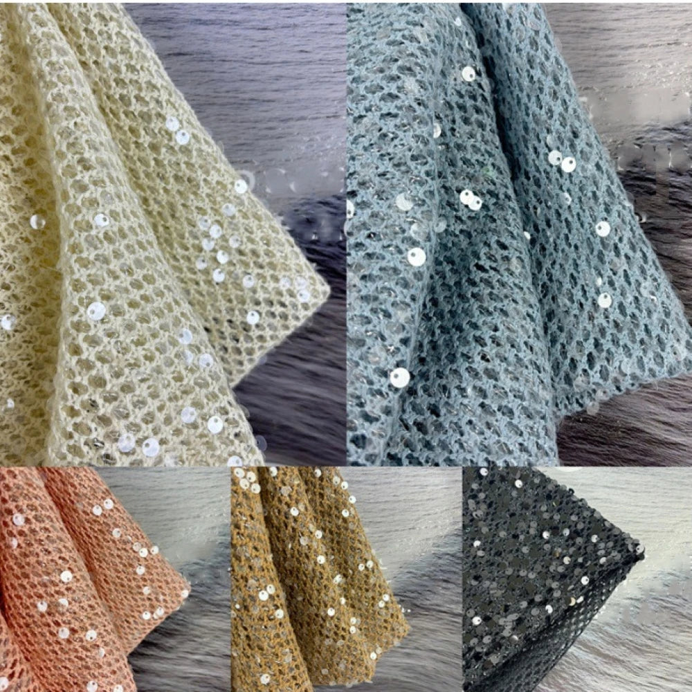 Double Layer Net Hollowed Out Design With Transparent Sequin Fabric for Evening Gown