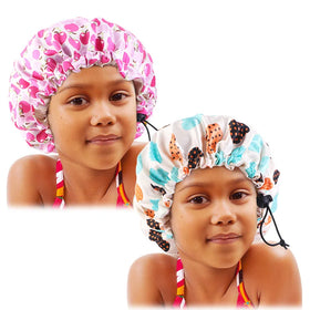Hot Sale Child Bonnets Two Pieces/Set African Style Hats With Adjustable Buckle Satin Hair Bonnets