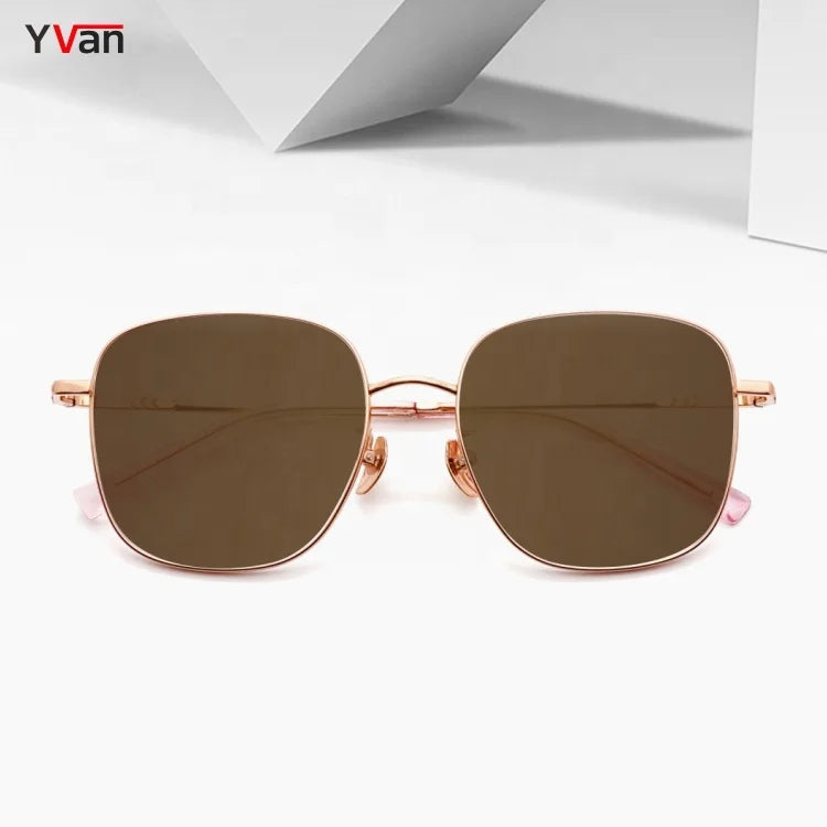2024 Custom Fashion Pink Rectangle Sun Glasses for Women Luxury Oversized Square Sunglasses with Gold Frame and Tac Lenses