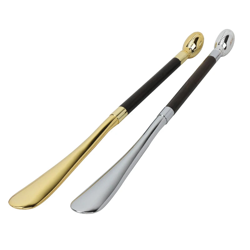 Factory Wholesale Custom Logo Rugby Head Fashion Wear Shoe Helper Luxury Long Shoe Horn Gold and Silver Shoehorn