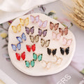 New Fine 925 Sterling Silver Multicolor Zircons Butterfly Stud Earrings Personality 18k Gold Mini Butterfly Earrings for Women