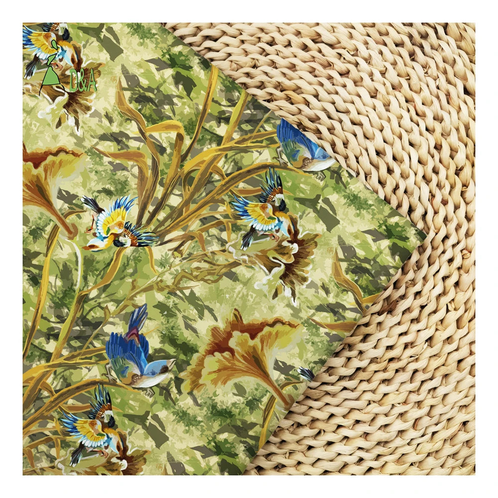 Classic Oil Painting Animal Pattern Forest & Birds Printed Fabric 100% Cotton Fabric for Garment